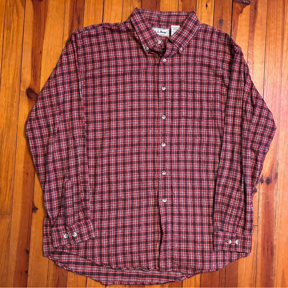 Vintage L.L. Bean Flannel Button Up Long Sleeve Shirt 100% Cotton
